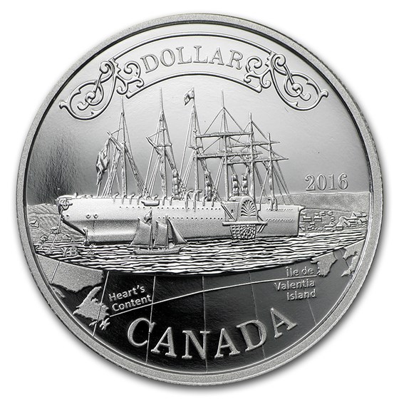 2016 Canada Silver Dollar Anniv of Transatlantic Cable Proof 2016 Canada Silver Dollar Anniv of Transatlantic Cable Proof